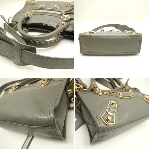 Balenciaga Mini City Bag Shoulder Bag Leather Gray - Picture 6 of 9